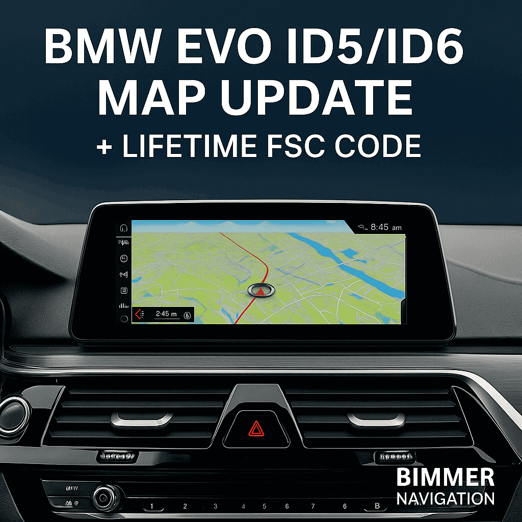 BMW EVO ID5/6 Navigation Map Update with Lifetime FSC Code – Bimmer Navigation